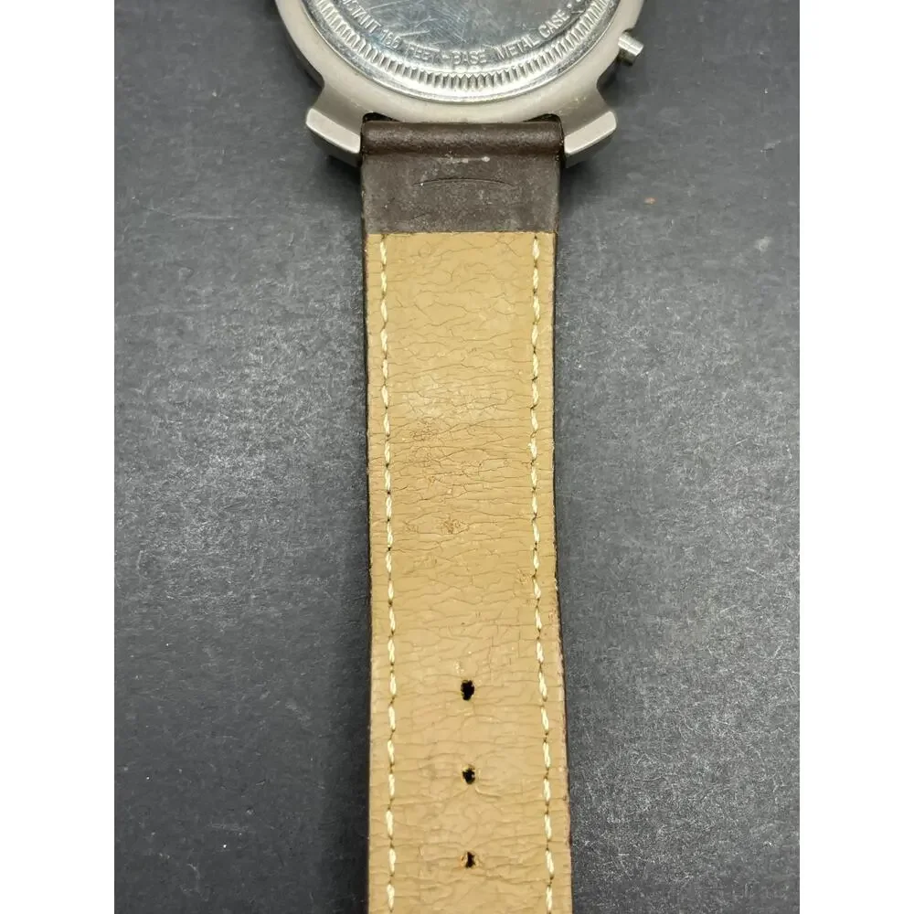 Victorinox Swiss Army Watch Men 40mm Silver Tone Date Swiss Made Brown Band